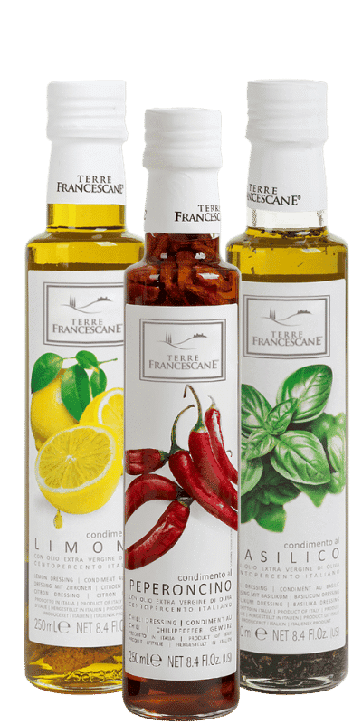 Würzöl Trio 'Die Lieblingssorten' Basilikum, Zitrone, Chili - Terre Francescane
