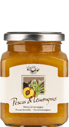 Pescus &Lemongras Fruchtaufstrich Pfirsich/Zitronengras Alpe Pragas 335g
