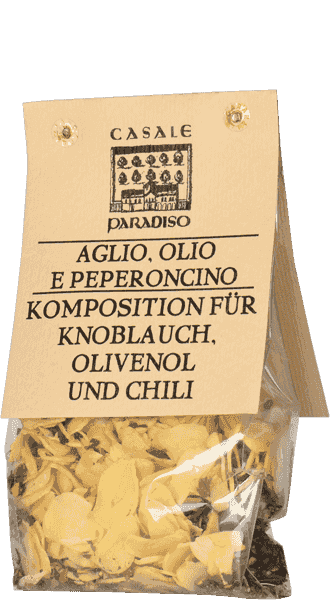 Knoblauch, Olivenöl und Chili (Aglio, Olio e Peperoncino) Komposition Casale Paradiso 100g