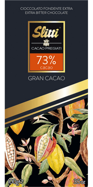 Gran Cacao 73% Kakao Edelbitter Schokoladentafel Slitti - 100 g