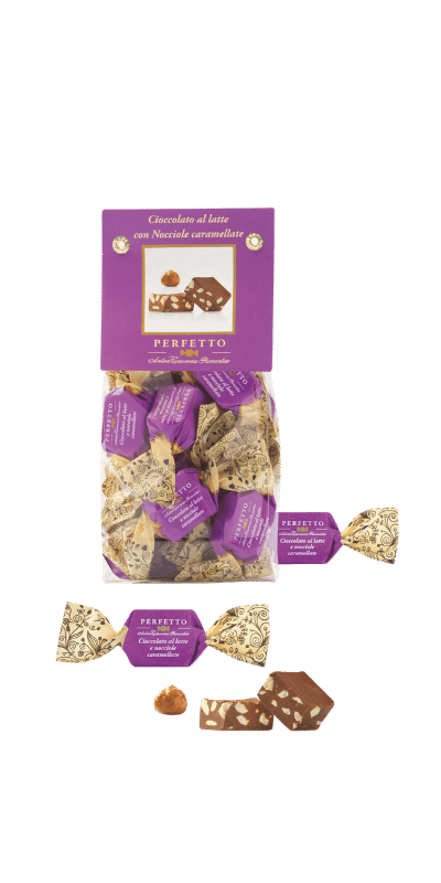 Perfetto Ciocc. al latte con Nocciole caramellate - Antica Torroneria Piemontese - 150 g / Ohne Jahrgang