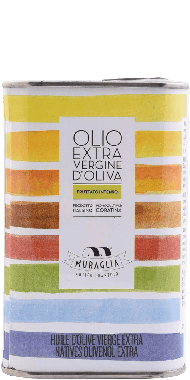Olio Extra Vergine Fruttato Medio Lattina Arcobaleno Regenbogen Kanister Frantoio Muraglia