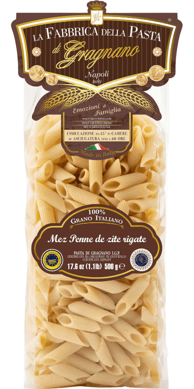 La Fabbrica della Pasta Pasta di Gragnano IGP E'Mez Penne 'de zite' Rigate