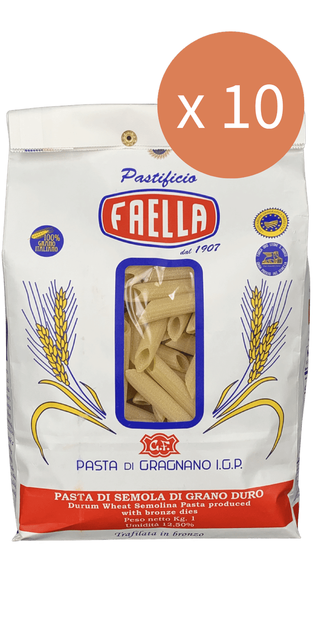 Penne Medie Rigate Sparpaket 10 x 1kg - Pastificio Faella Pasta di Gragnano IGP Penne Medie Rigate Sparpaket 10 x 1kg - Pastificio Faella Pasta di Gragnano IGP