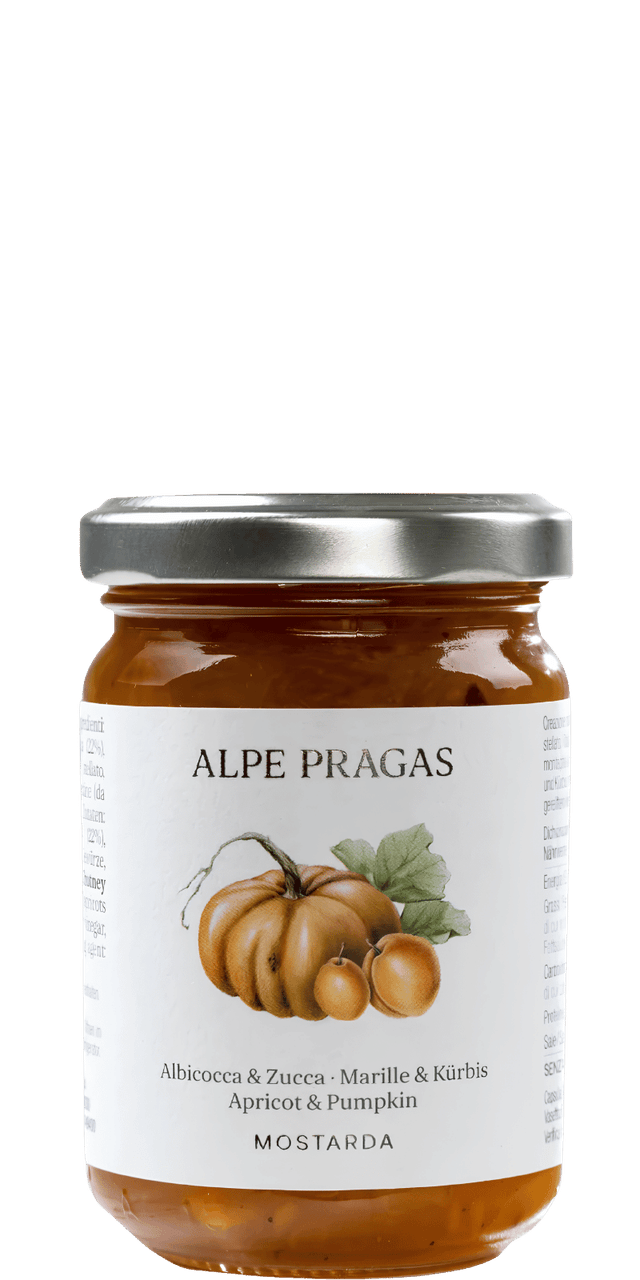 Marille und Kürbis Mostarda Alpe Pragas 160g - 160 g Marille und Kürbis Mostarda Alpe Pragas 160g - 160 g
