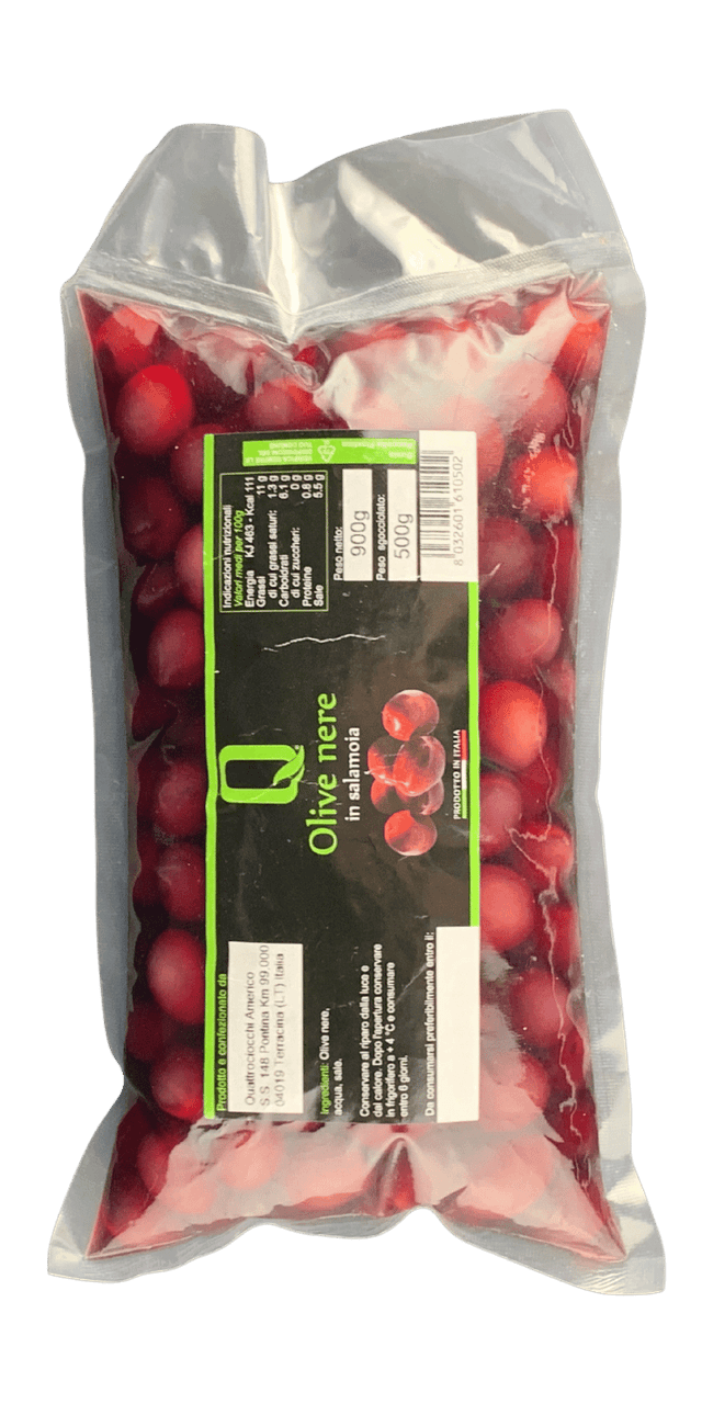 Schwarze Oliven in Salzlake 500g (Vakuumbeutel) - Quattrociocchi - 500 g Schwarze Oliven in Salzlake 500g (Vakuumbeutel) - Quattrociocchi - 500 g