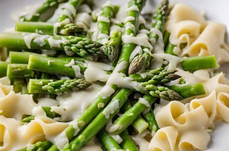 Grüner Spargel Pasta Sahne Titelbild