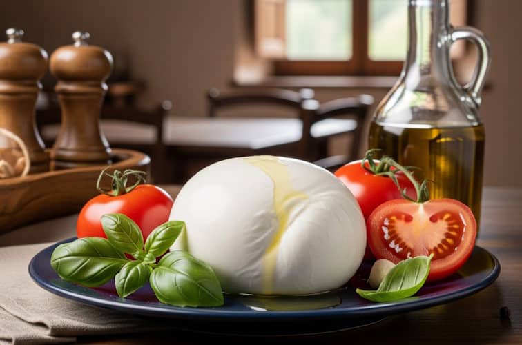 Mozzarella di Buffala mit Tomaten und Olivenöl