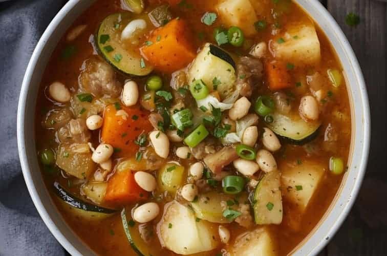 Sardische Minestrone mit frischem Gemüse und Kräuter