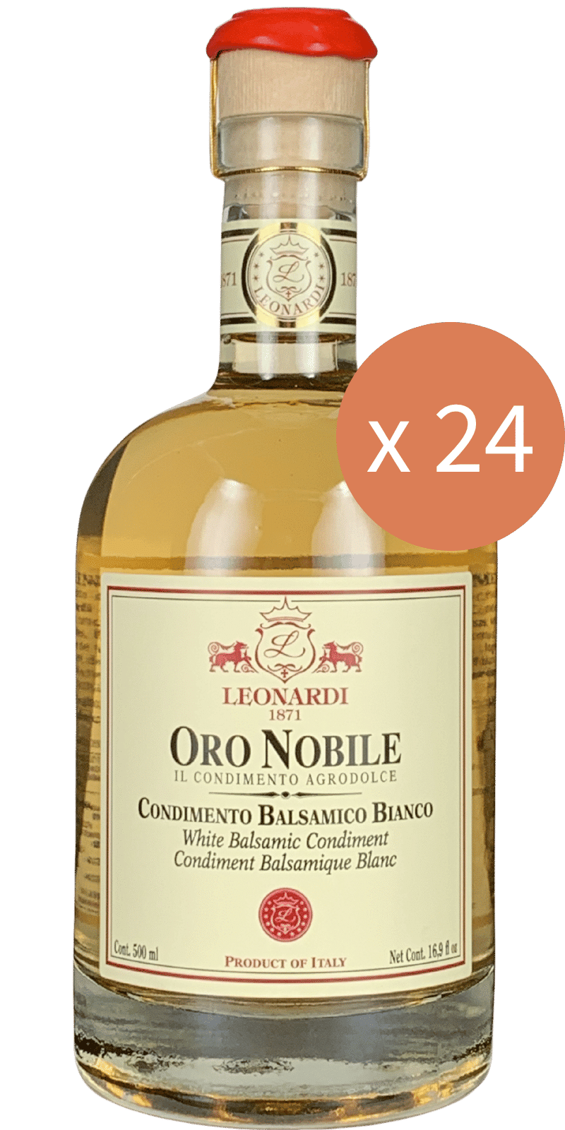 Conf. 24 bottiglie - Acetaia Leonardi Oro Nobile Condimento Balsamico Bianco 500ml Conf. 24 bottiglie - Acetaia Leonardi Oro Nobile Condimento Balsamico Bianco 500ml