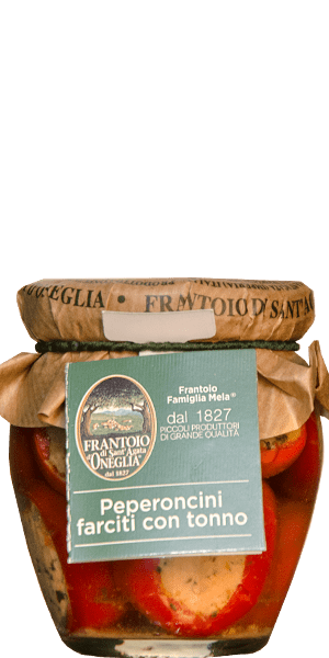 Frantoio Sant'Agata D'Oneglia Peperoncini Farciti con Tonno - Chilischoten mit Thunfisch 180g Frantoio Sant'Agata D'Oneglia Peperoncini Farciti con Tonno - Chilischoten mit Thunfisch 180g