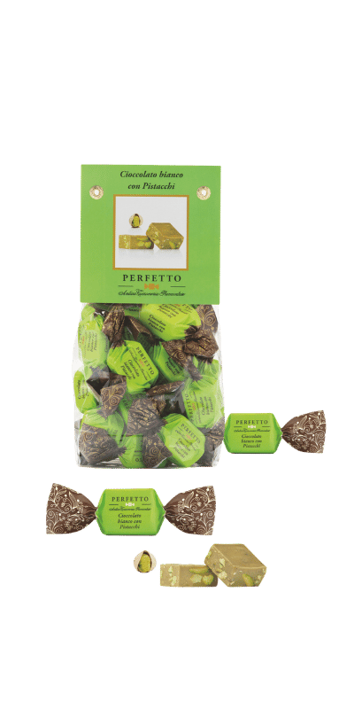 Perfetto Weiße Schokolade mit Pistazien - Antica Torroneria Piemontese - 150 g Perfetto Weiße Schokolade mit Pistazien - Antica Torroneria Piemontese - 150 g