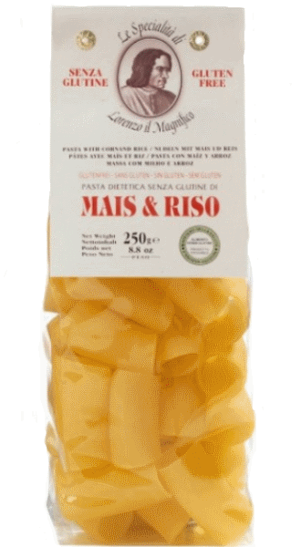 Lorenzo il Magnifico Paccheri mit Mais und Reis - glutenfrei 250g Lorenzo il Magnifico Paccheri mit Mais und Reis - glutenfrei 250g