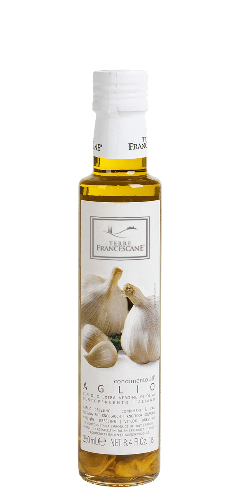 Terre Francescane Condimento al Aglio in Olio Extra Vergine di Oliva - Olivenöl mit Knoblauch Terre Francescane Condimento al Aglio in Olio Extra Vergine di Oliva - Olivenöl mit Knoblauch