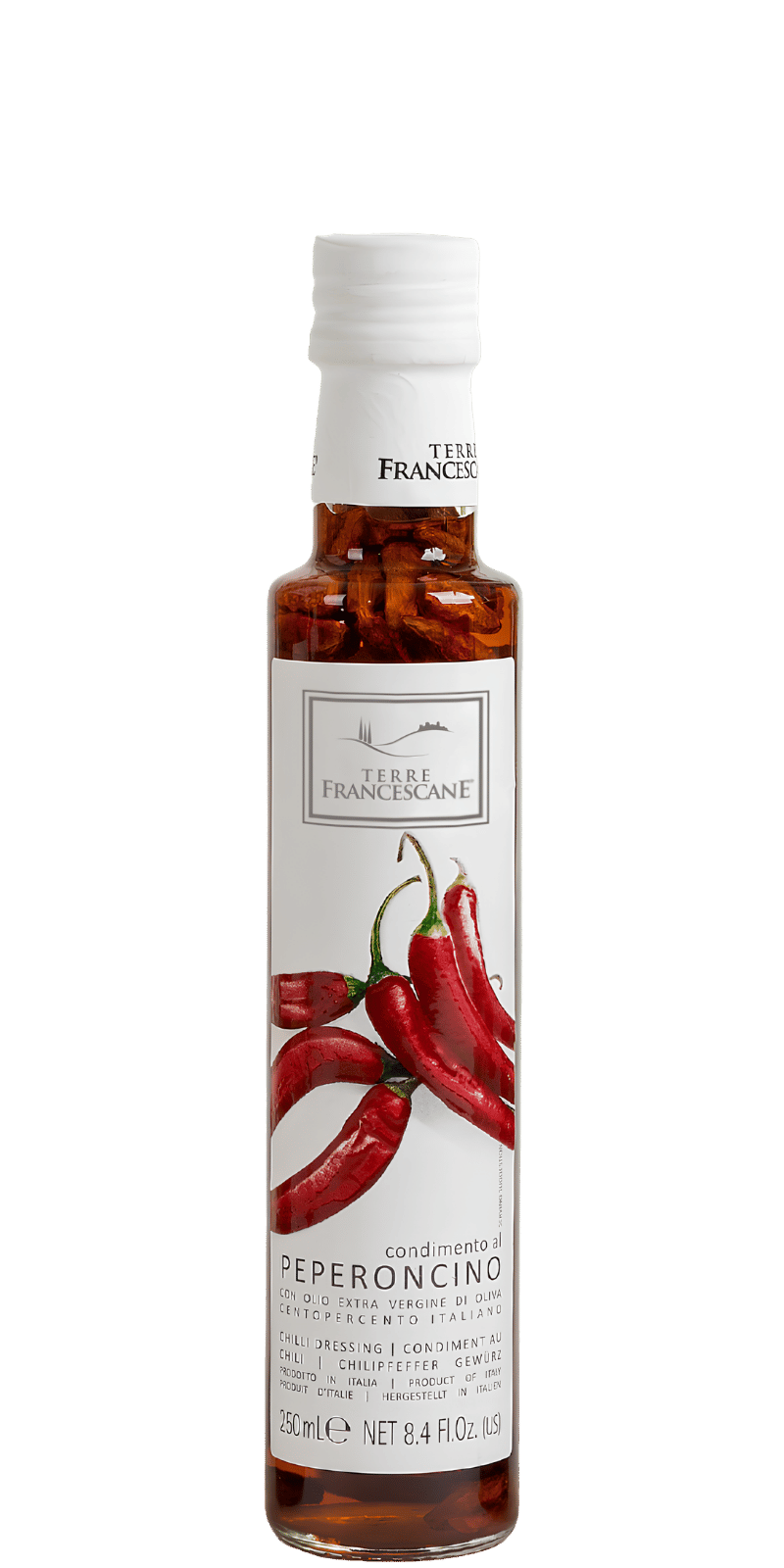 Chili-Würzöl auf Basis von Olivenöl Extra Vergine - Terre Francescane Chili-Würzöl auf Basis von Olivenöl Extra Vergine - Terre Francescane