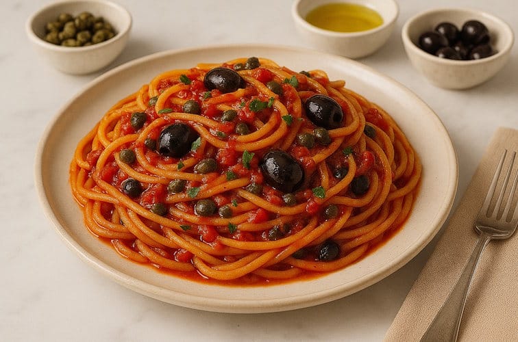 Spaghetti alla Puttanesca saftig und lecker
