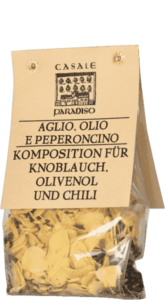 Casale Paradiso Knoblauch, Olivenöl und Chili (Aglio, Olio e Peperoncino) Komposition 100g