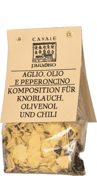 Casale Paradiso Knoblauch, Olivenöl und Chili (Aglio, Olio e Peperoncino) Komposition 100g 1 Casale Paradiso Knoblauch, Olivenöl und Chili (Aglio, Olio e Peperoncino) Komposition 100g