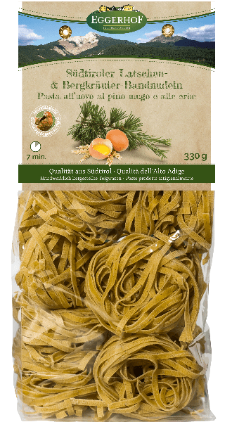 Eggerhof Südtiroler Latschen & Bergkräuter Bandnudeln 310g 1 Eggerhof Südtiroler Latschen & Bergkräuter Bandnudeln 310g