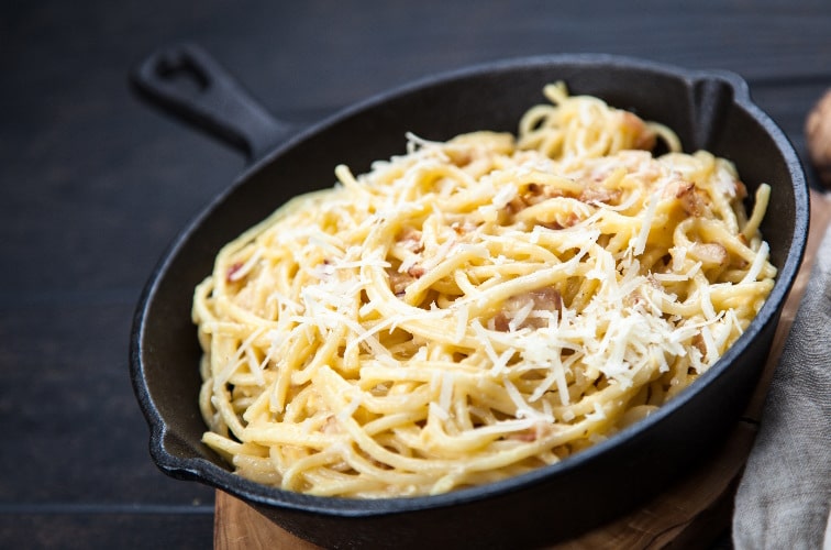 Rezept: Original Spaghetti Carbonara 3 Spaghetti Carbonara mit viel Pancetta