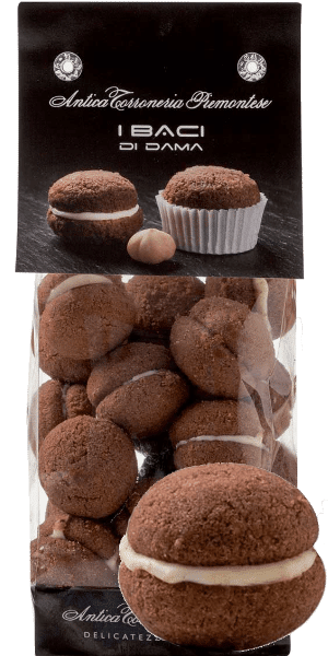 I Baci di Dama al Cacao con farcitura di cioccolato bianco Antica Torroneria Piemontese 1 I Baci di Dama al Cacao con farcitura di cioccolato bianco Antica Torroneria Piemontese