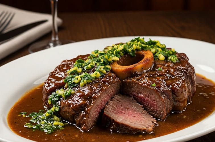 Ossobuco mit Gremolata-Soße als Beilage