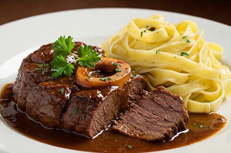 Ossobuco mit Tagliatelle Nudeln