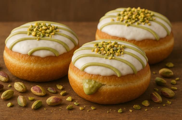 Pistazienkrapfen mit Glasur