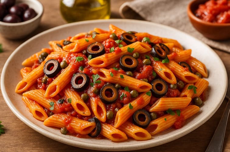 Pasta alla Puttanesca mit Penne