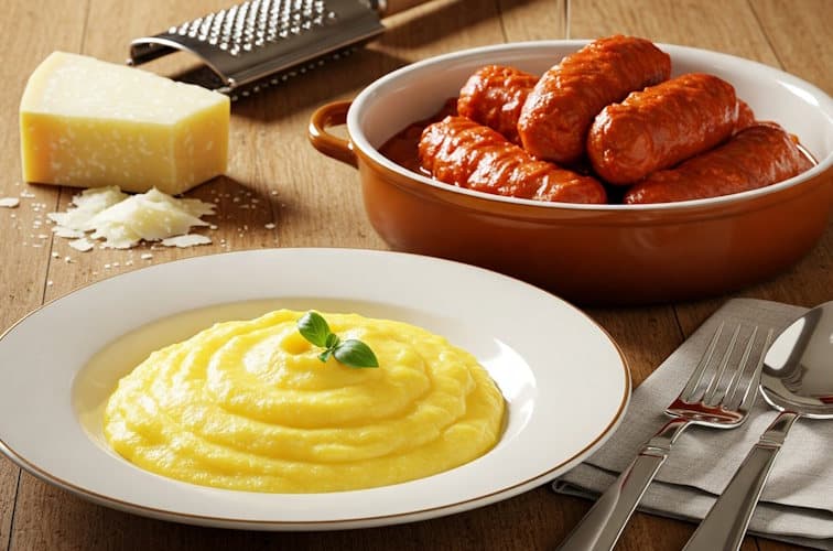 Was passt zu Polenta? Die besten Beilagen 5 Polenta mit Salsiccia in Tomatensauce