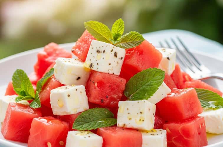 Feta-Wassermelonen-Salat mit Minze