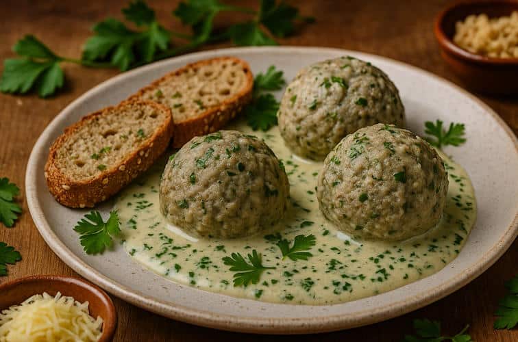 Saucen zu Knödeln – der unterschätzte Hauptdarsteller der Südtiroler Küche 12 Kräutersauce mit Kräuter-Knödel