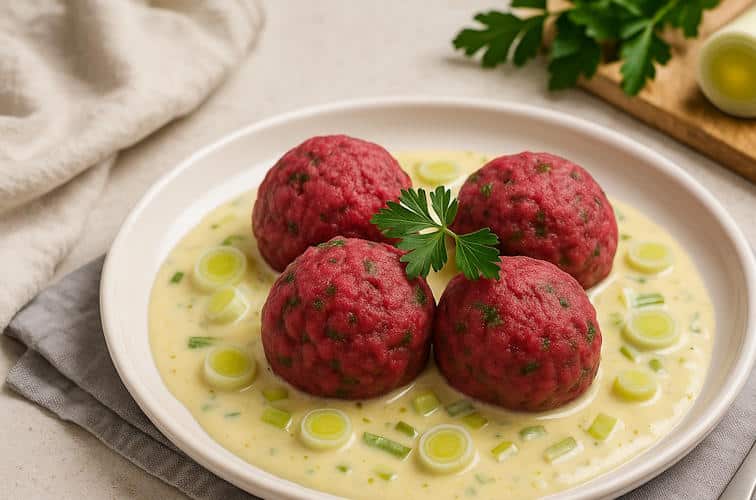 Saucen zu Knödeln – der unterschätzte Hauptdarsteller der Südtiroler Küche 10 Rote Beete Knödel mit Lauch-Senf-Sauce