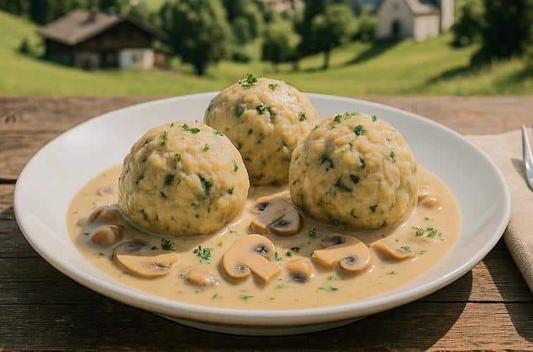 Saucen zu Knödeln – der unterschätzte Hauptdarsteller der Südtiroler Küche 5 Südtiroler Semmelknödel mit Champignon-Rahm-Sauce
