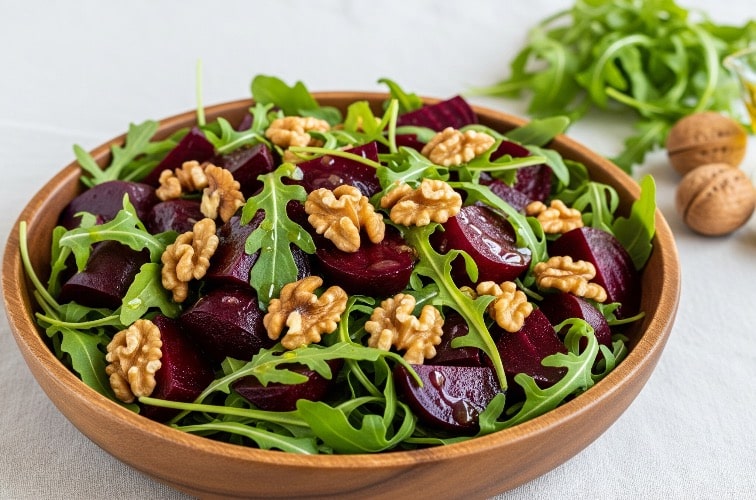 Rote Bete Salat mit Rucola und Walnüssen selbstgemacht original Italienisch