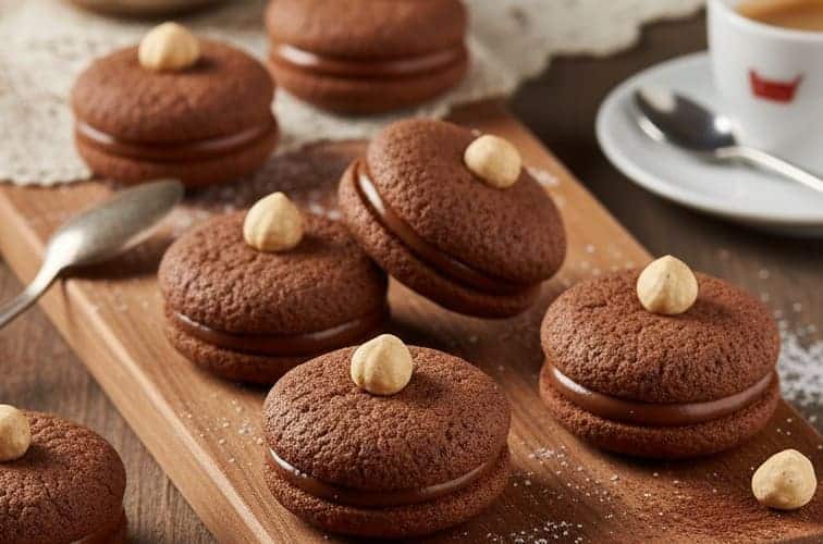 Baci di Alassio leckere Kombination aus Schokolade Haselnuessen und Puderzucker