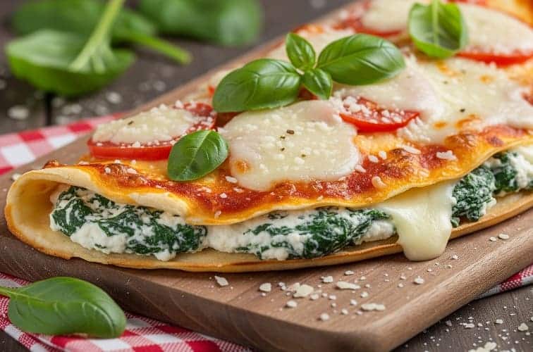 Crespelle italienische Art leckere gefüllte, italienische Pfannkuchen