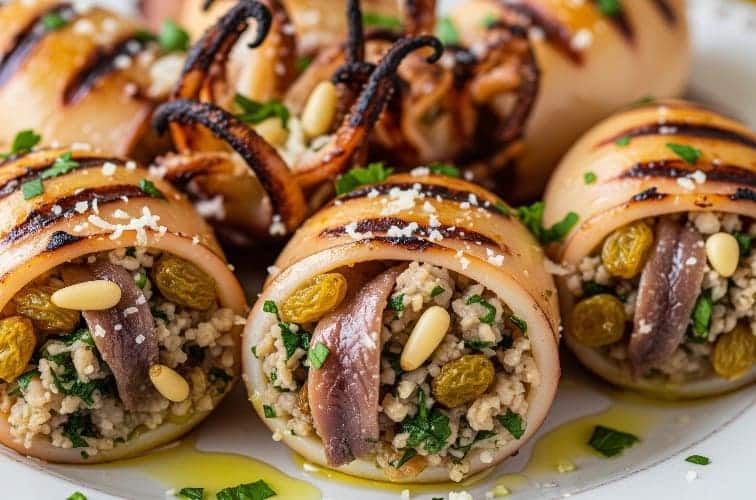 Gefüllter Tintenfisch sizilianisch ein traditionsreiches Gericht
