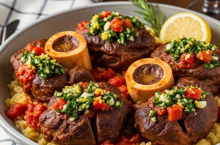 Ossobuco vom Rind auf sizilianische Art kräftiges Schmorgericht