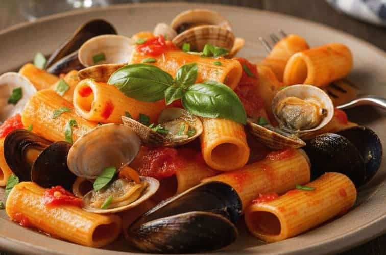 Paccheri alla Vittorio in einer Variante mit Muscheln