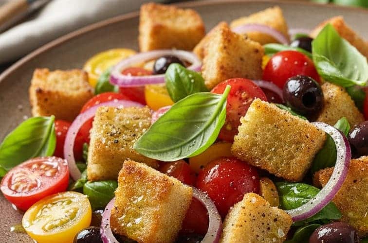 Panzanella Nahaufnahme von einem italienischen Brotsalat