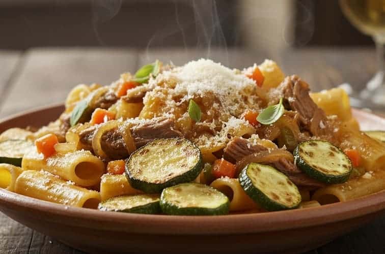 Pasta alla Genovese originale in eine Variante mit Zucchini