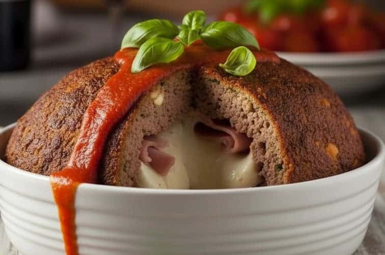 Polpettone lecker gefüllt mit Mozzarella und Schinken
