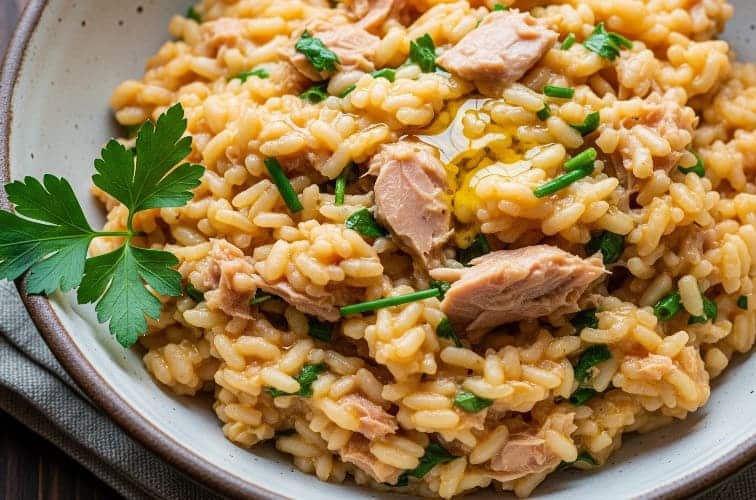 Risotto Thunfisch Gericht aus der mediterranen Küche