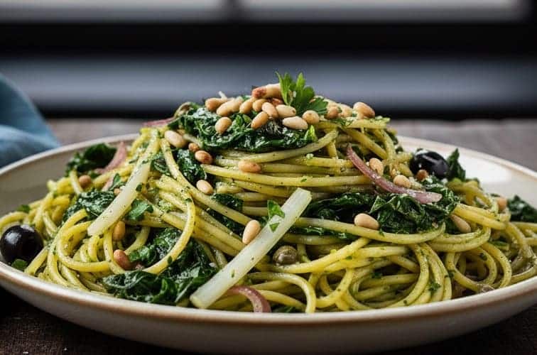 Sizilianische Mangold Spaghetti die perfekte Kombination