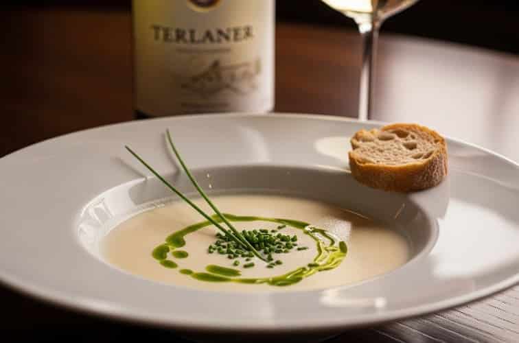 Terlaner Weinschaumsuppe Spezialität aus Südtirol