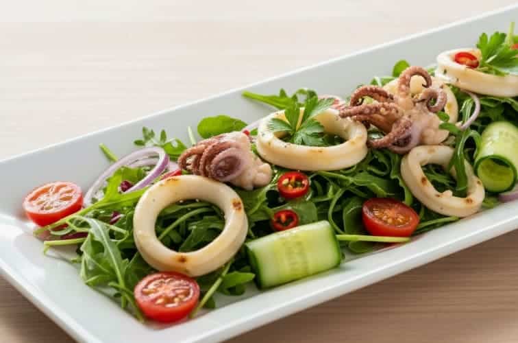 Tintenfischsalat apettitlich angerichtet