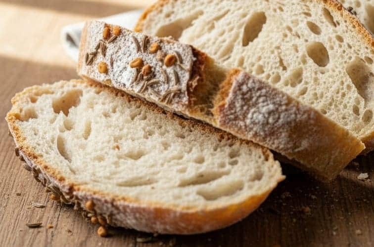 Vinschgerl Rezept Suedtirol mit Sauerteig aufgeschnitten