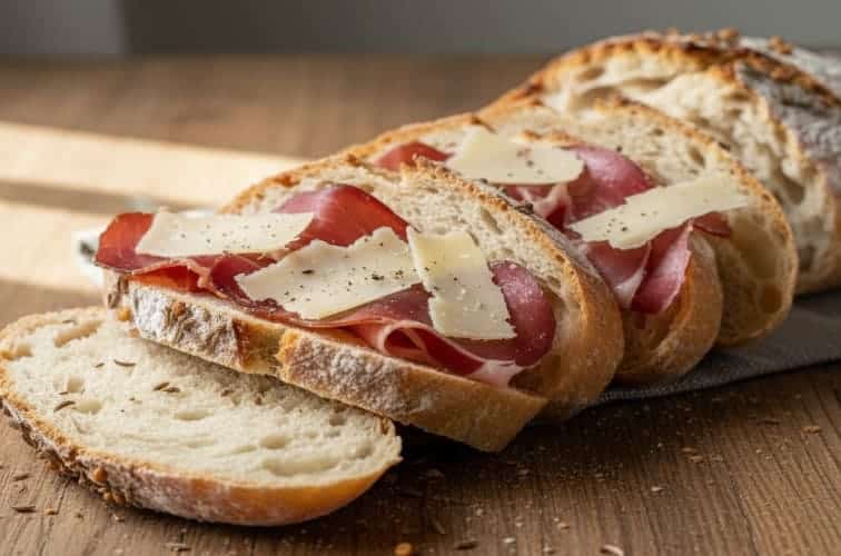 Vinschgerl Rezept Suedtirol mit Sauerteig lecker belegt mit Schinken und Kaese