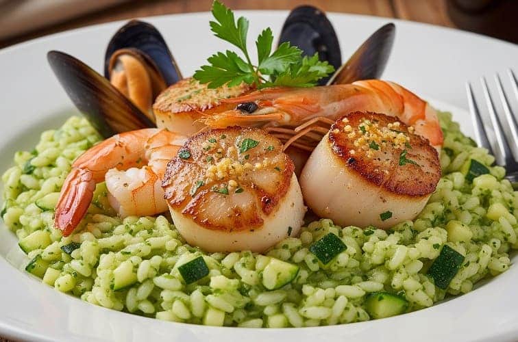 Zucchini Risotto Rezept – Cremig & Italienisch zubereitet 4 Zucchini Risotto als Variante mit Meeresfruechten